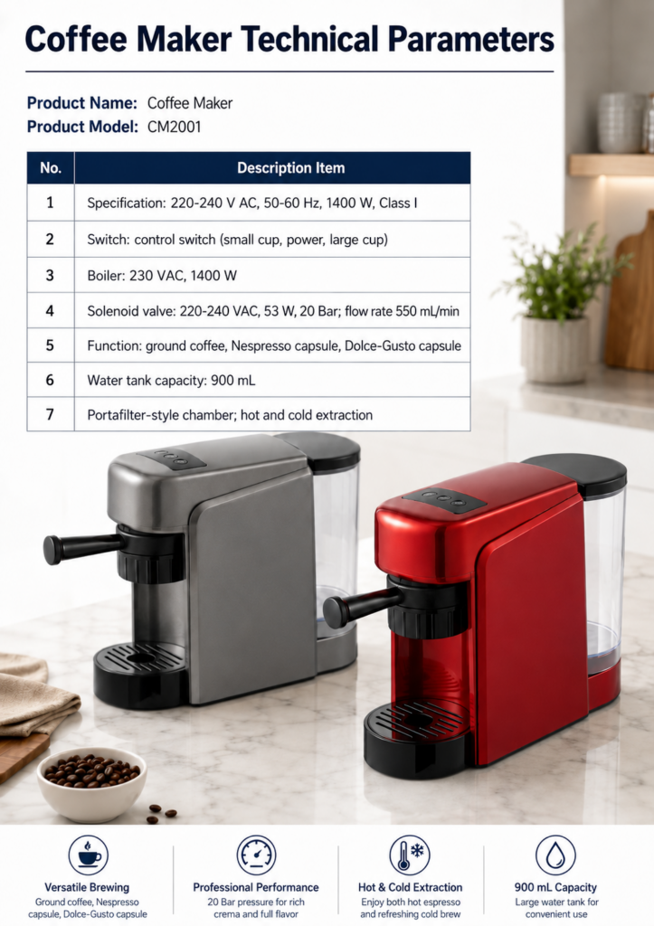 Capsule Coffee Machine and Home Coffee Machine OEM/ODM Manufacturer cm2001 coffee maker